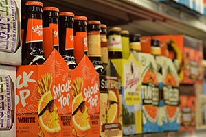 Assorted beer on the shelf at Market Basket