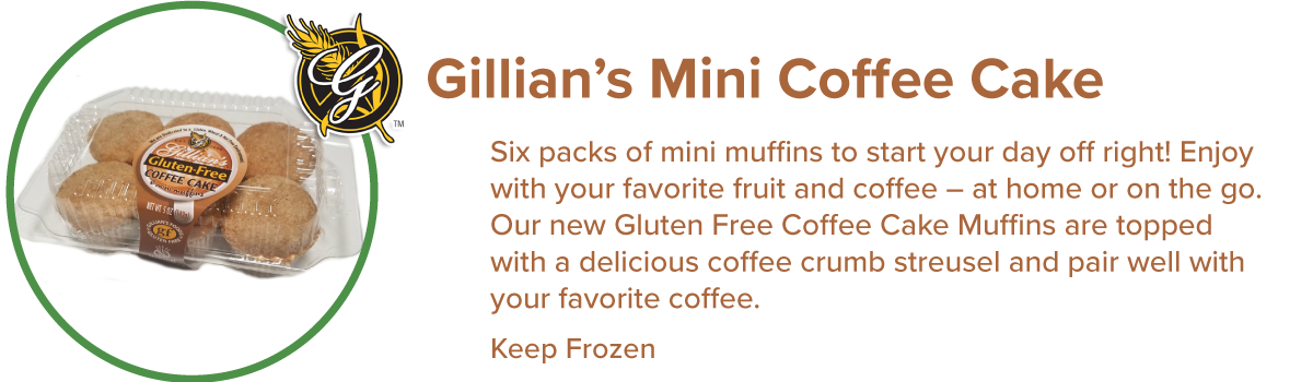 Gillian's gluten-free mini coffee cake muffins.
