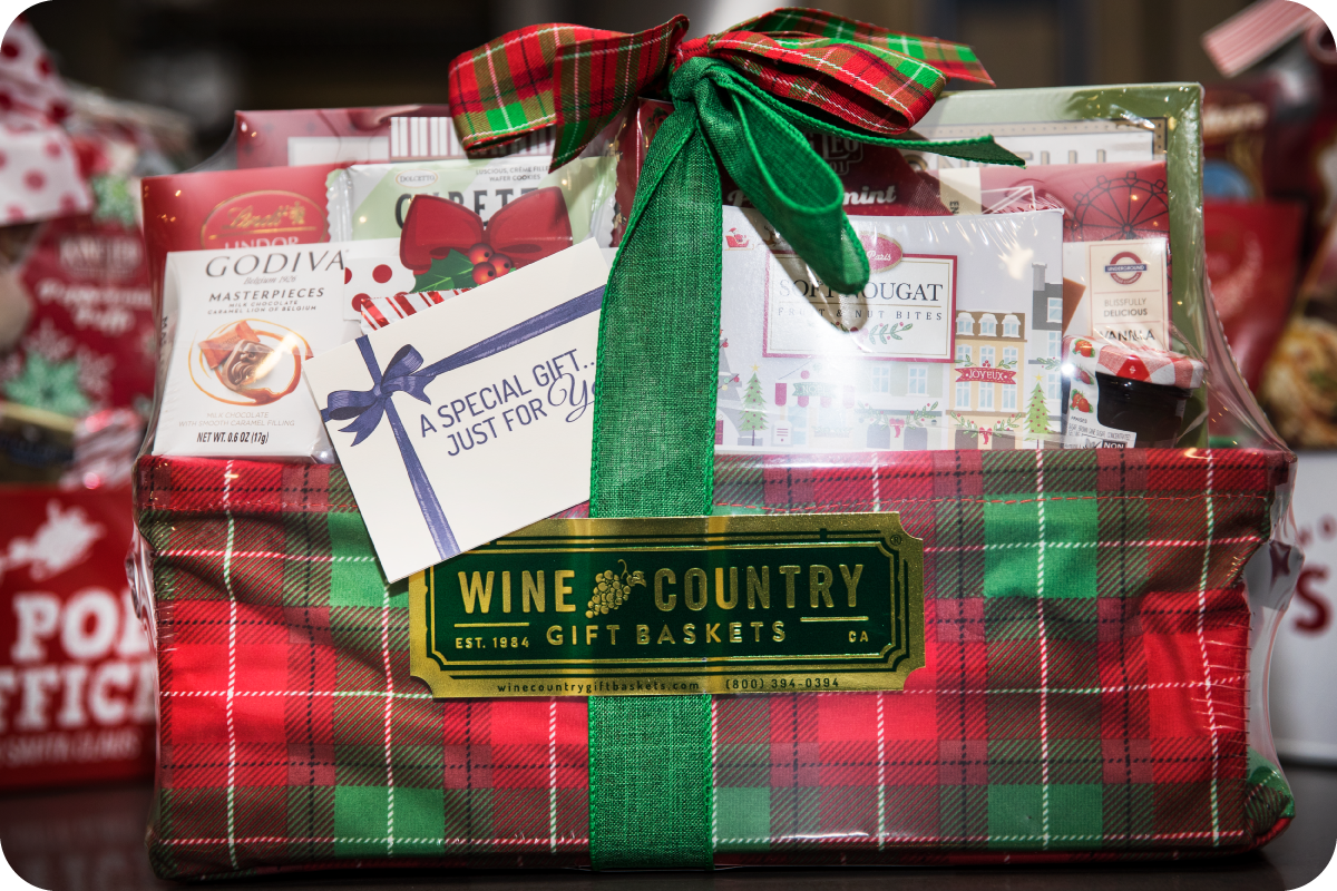 Happy Holidays Tartan Tote Gift Basket