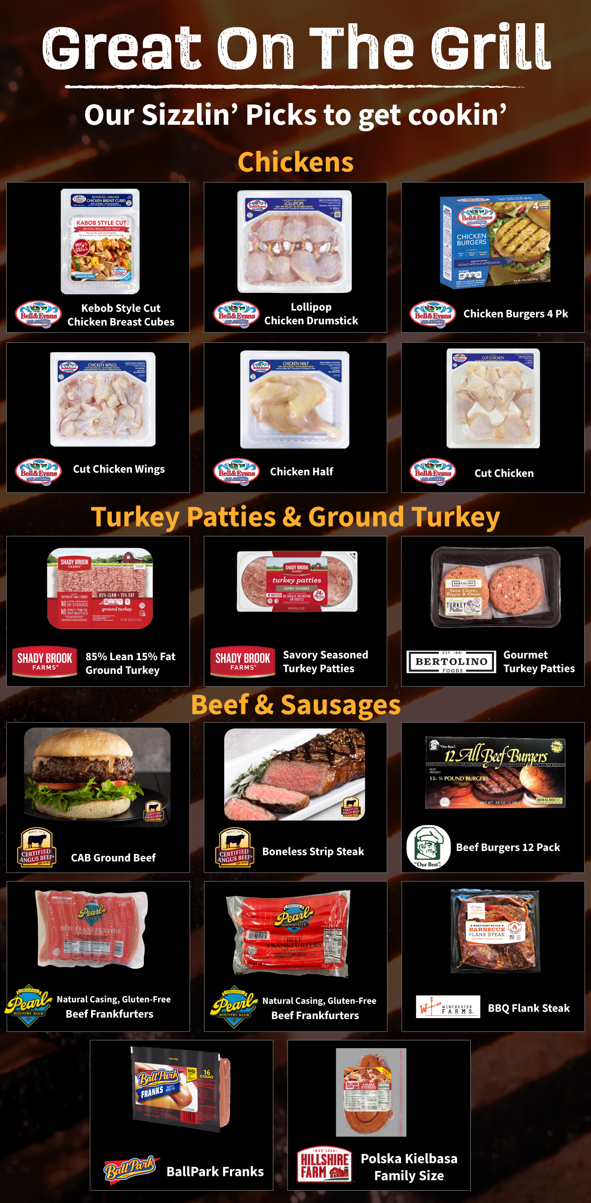 Great on the grill. Sizzling picks to get cooking!
