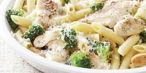 Chicken Broccoli Carbonara with penne