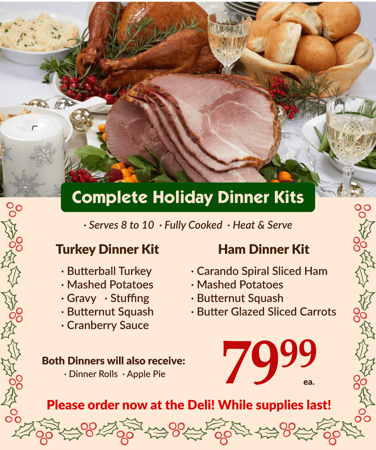 Complete Christmas Holiday Dinner Kit list