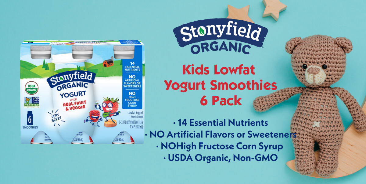 Stonyfield Kids Low Fat smoothie 6 pack