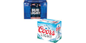 budweiser, bud light, miller lite, and coors light 30 packs