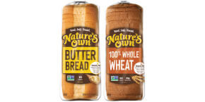 nature's own butter bread and 100% whole wheat bread
